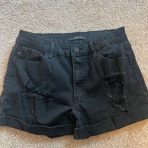 black jean shorts